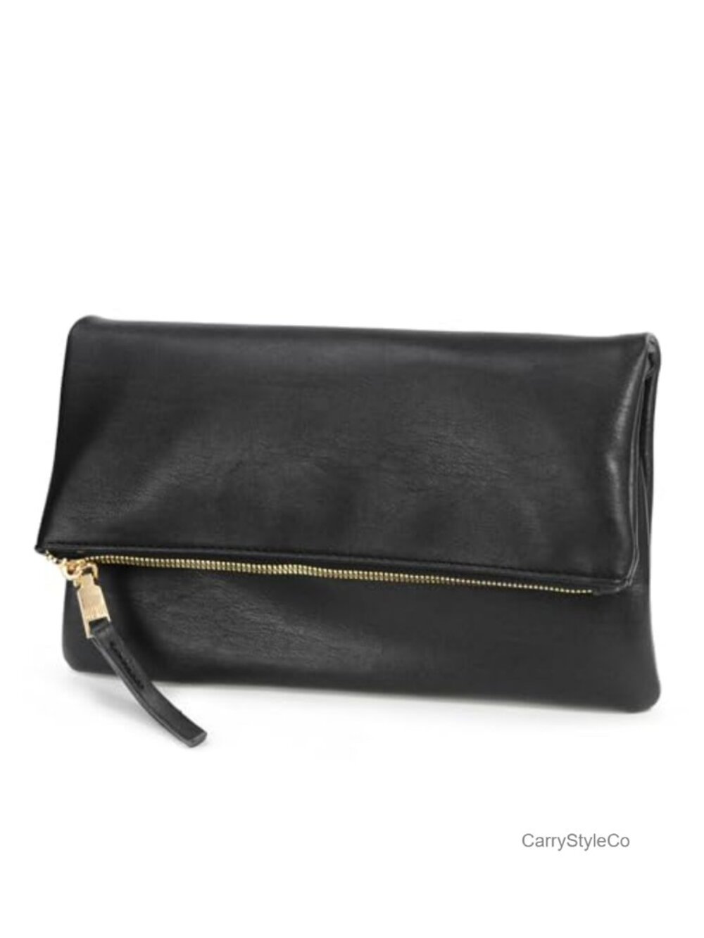Women's Zipper Foldover Clutch Vegan Leather Envelope Crossbody Bag with Chain